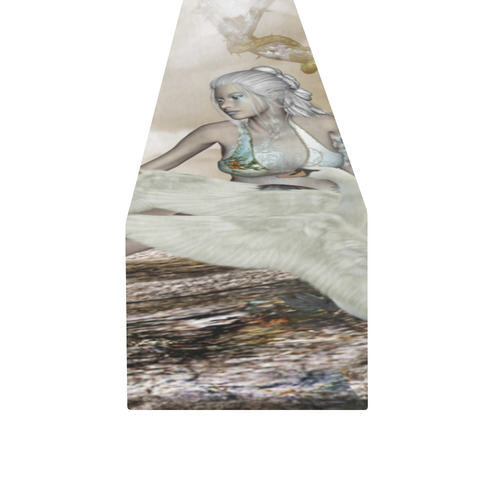 Swan fairy with swans Table Runner 14x72 inch