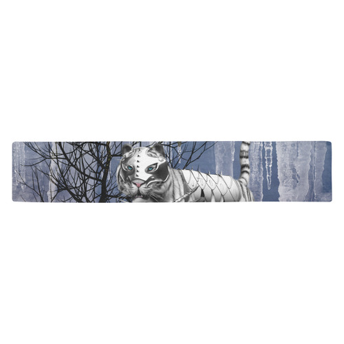 Wonderful tiger in the snow landscape Table Runner 14x72 inch