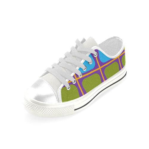 Shapes in squares pattern34 Low Top Canvas Shoes for Kid (Model 018)