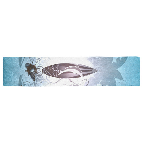Surfing, surfboard and sharks Table Runner 16x72 inch