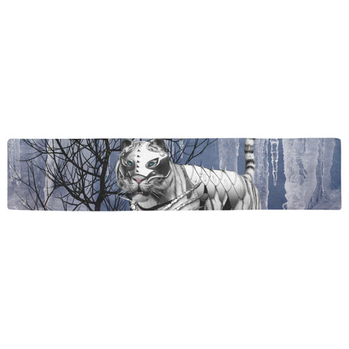 Wonderful tiger in the snow landscape Table Runner 16x72 inch