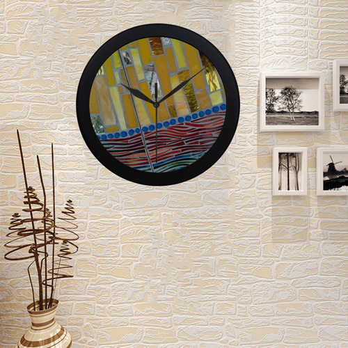 yellow mosaic Circular Plastic Wall clock