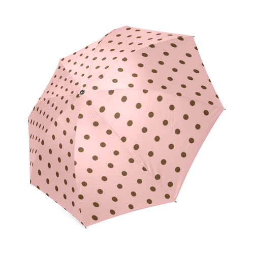 Brown Pink Polka Dots, Vintage Polka Dot Pattern Foldable Umbrella (Model U01)