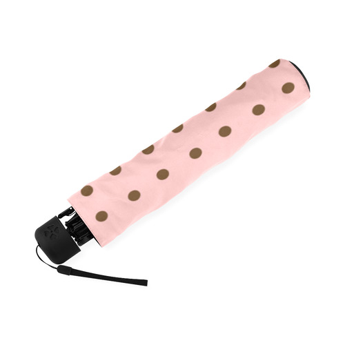 Brown Pink Polka Dots, Vintage Polka Dot Pattern Foldable Umbrella (Model U01)