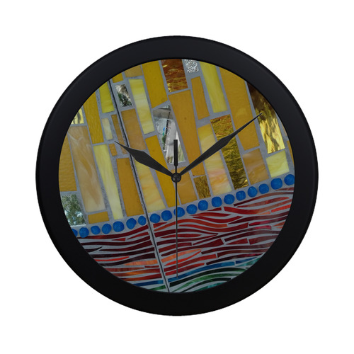 yellow mosaic Circular Plastic Wall clock