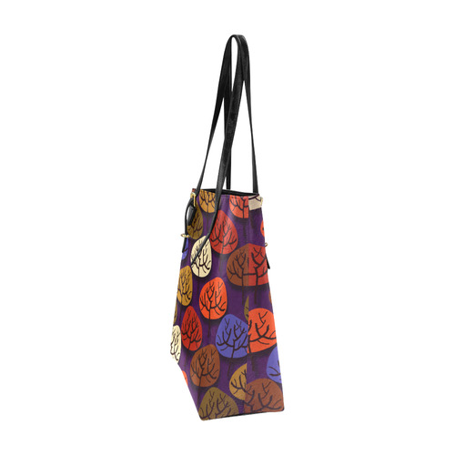 Cool Abstract Red Blue Brown Trees Euramerican Tote Bag/Small (Model 1655)