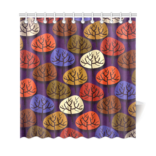 Cool Abstract Red Blue Brown Trees Shower Curtain 69"x72"