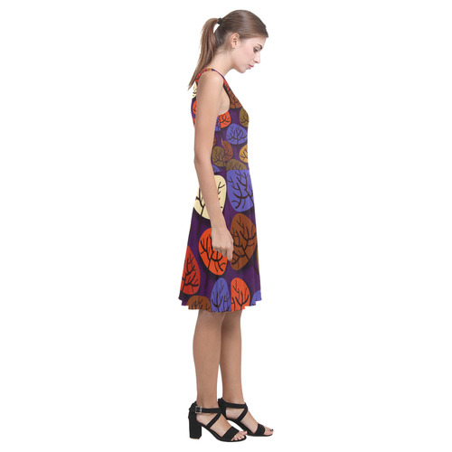 Cool Abstract Red Blue Brown Trees Atalanta Casual Sundress(Model D04)