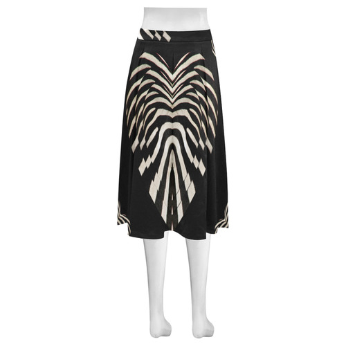 Black and White Zebra Fur Love Hearts Mnemosyne Women's Crepe Skirt (Model D16)