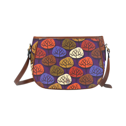 Cool Abstract Red Blue Brown Trees Saddle Bag/Small (Model 1649) Full Customization