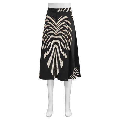 Black and White Zebra Fur Love Hearts Mnemosyne Women's Crepe Skirt (Model D16)