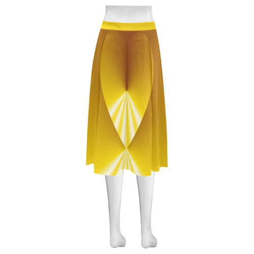 Yellow & White Sunrays Love Heart Mnemosyne Women's Crepe Skirt (Model D16)