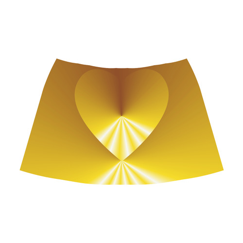 Yellow & White Sunrays Love Heart Mnemosyne Women's Crepe Skirt (Model D16)