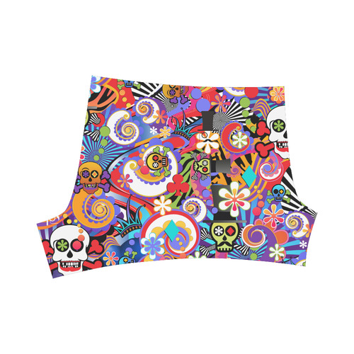 Fun Sugar Skull Colorful Print Shorts by Juleez Briseis Skinny Shorts (Model L04)