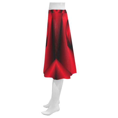 Black & Red Swirls Love Heart Mnemosyne Women's Crepe Skirt (Model D16)