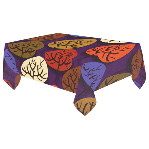 Cool Abstract Red Blue Brown Trees Cotton Linen Tablecloth 60"x 104"