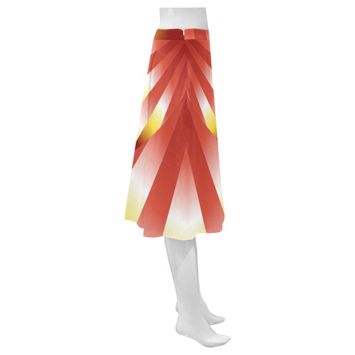 Orange, Red & Yellow Autumn Sunset Love Heart Mnemosyne Women's Crepe Skirt (Model D16)