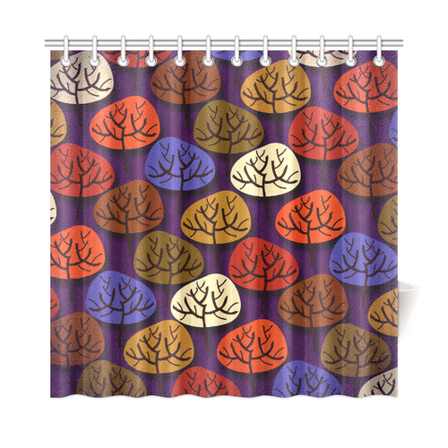 Cool Abstract Red Blue Brown Trees Shower Curtain 72"x72"