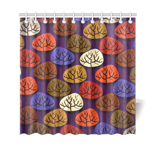 Cool Abstract Red Blue Brown Trees Shower Curtain 69"x70"