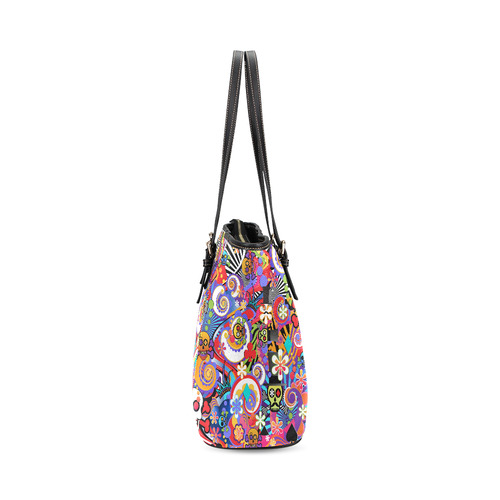 Fun Sugar Skull Print Handbag by Juleez Leather Tote Bag/Large (Model 1640)