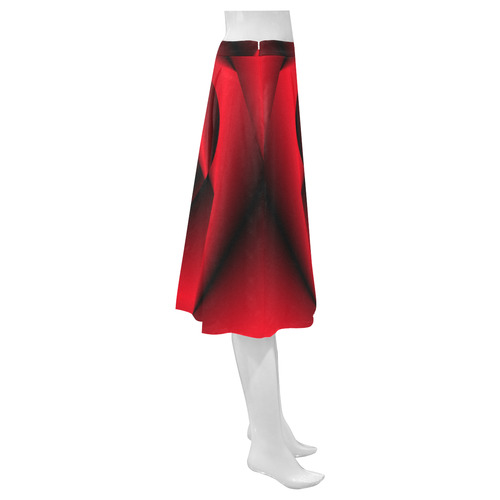 Black & Red Swirls Love Heart Mnemosyne Women's Crepe Skirt (Model D16)