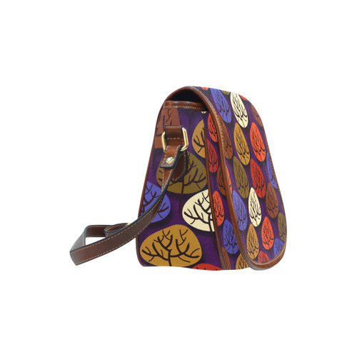 Cool Abstract Red Blue Brown Trees Saddle Bag/Small (Model 1649) Full Customization