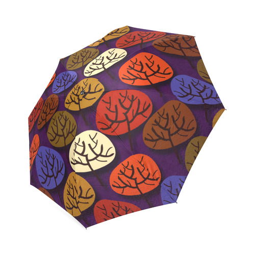 Cool Abstract Red Blue Brown Trees Foldable Umbrella (Model U01)