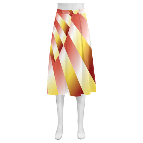 Orange, Red & Yellow Autumn Sunset Love Heart Mnemosyne Women's Crepe Skirt (Model D16)