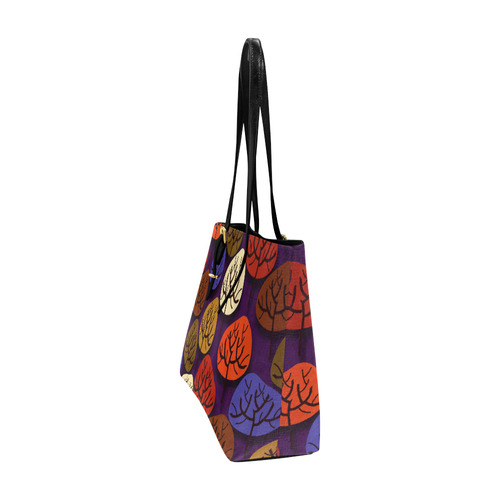 Cool Abstract Red Blue Brown Trees Euramerican Tote Bag/Large (Model 1656)