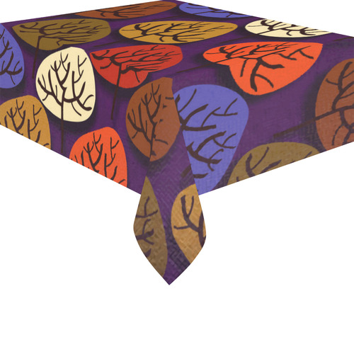 Cool Abstract Red Blue Brown Trees Cotton Linen Tablecloth 52"x 70"