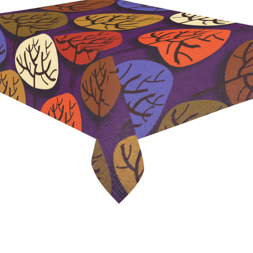 Cool Abstract Red Blue Brown Trees Cotton Linen Tablecloth 60"x 84"