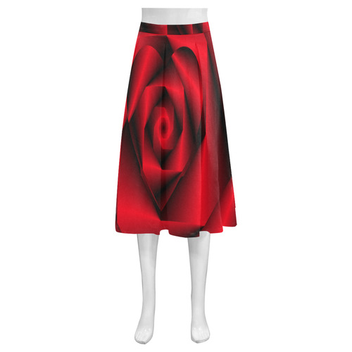 Black & Red Swirls Love Heart Mnemosyne Women's Crepe Skirt (Model D16)