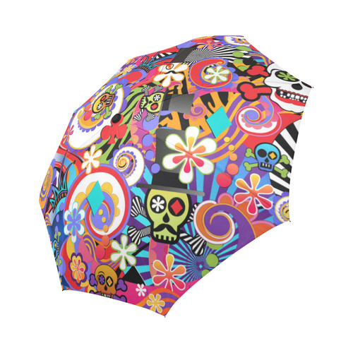 Fun Pop Art Sugar Skull Colorful Print Umbrella by Juleez Auto-Foldable Umbrella (Model U04)
