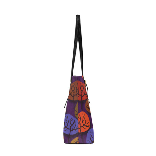 Cool Abstract Red Blue Brown Trees Euramerican Tote Bag/Large (Model 1656)