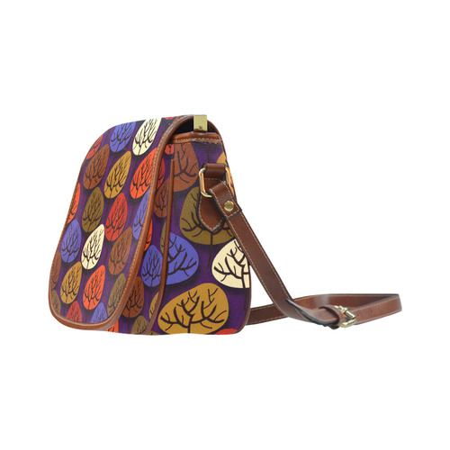 Cool Abstract Red Blue Brown Trees Saddle Bag/Large (Model 1649)