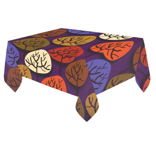 Cool Abstract Red Blue Brown Trees Cotton Linen Tablecloth 60"x 84"