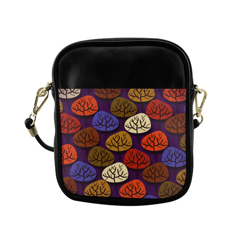 Cool Abstract Red Blue Brown Trees Sling Bag (Model 1627)