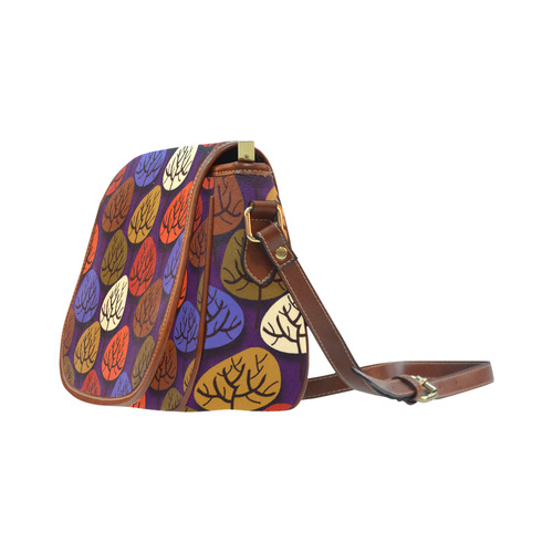 Cool Abstract Red Blue Brown Trees Saddle Bag/Small (Model 1649) Full Customization