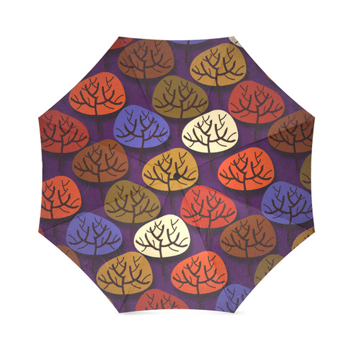 Cool Abstract Red Blue Brown Trees Foldable Umbrella (Model U01)