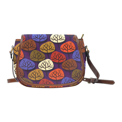 Cool Abstract Red Blue Brown Trees Saddle Bag/Small (Model 1649) Full Customization