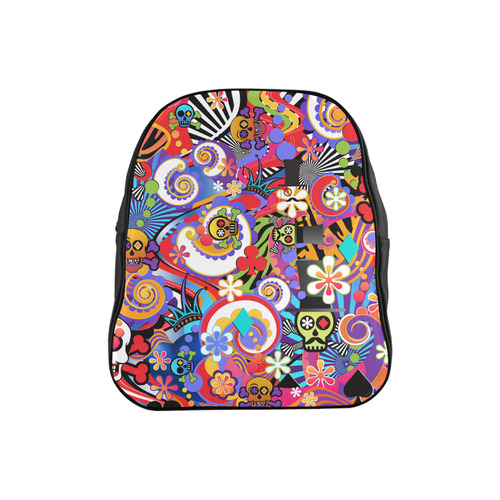 Colorful Sugar Skull Print Backpack by Juleez School Backpack (Model 1601)(Small)