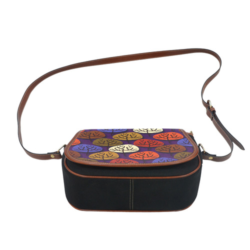 Cool Abstract Red Blue Brown Trees Saddle Bag/Small (Model 1649)(Flap Customization)