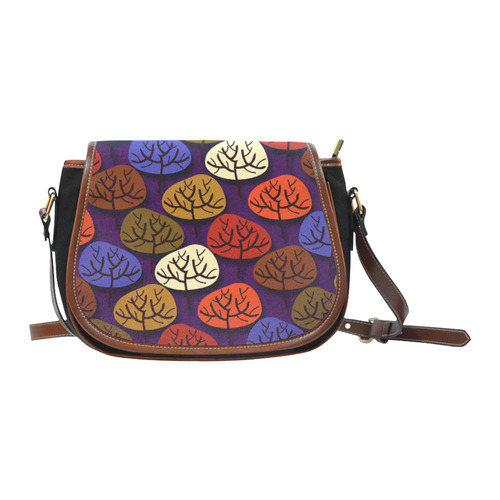 Cool Abstract Red Blue Brown Trees Saddle Bag/Small (Model 1649)(Flap Customization)