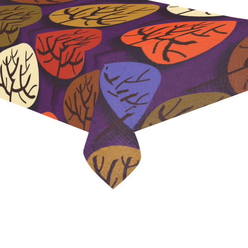 Cool Abstract Red Blue Brown Trees Cotton Linen Tablecloth 60"x 104"