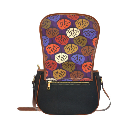 Cool Abstract Red Blue Brown Trees Saddle Bag/Small (Model 1649)(Flap Customization)