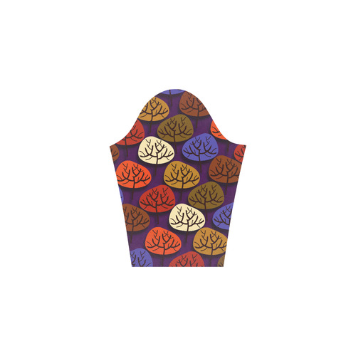 Cool Abstract Red Blue Brown Trees 3/4 Sleeve Sundress (D23)