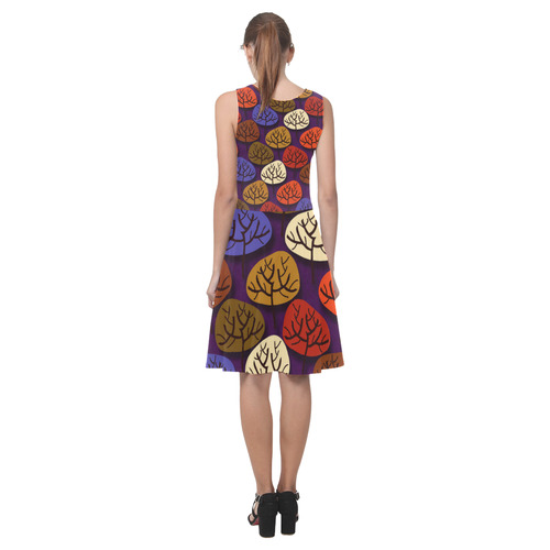 Cool Abstract Red Blue Brown Trees Atalanta Casual Sundress(Model D04)