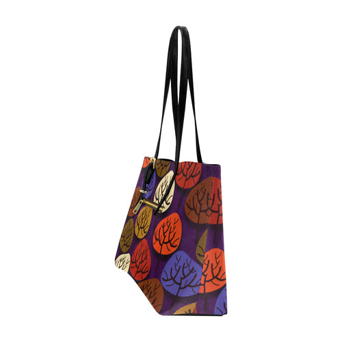 Cool Abstract Red Blue Brown Trees Euramerican Tote Bag/Large (Model 1656)