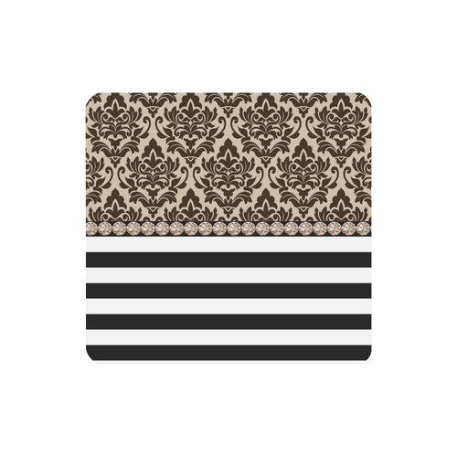 Brown Damask, Black White Stripes, Gemstones Women's Clutch Purse (Model 1637)