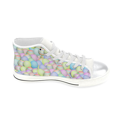 Pastel Colored Easter Eggs High Top Canvas Shoes for Kid (Model 017)